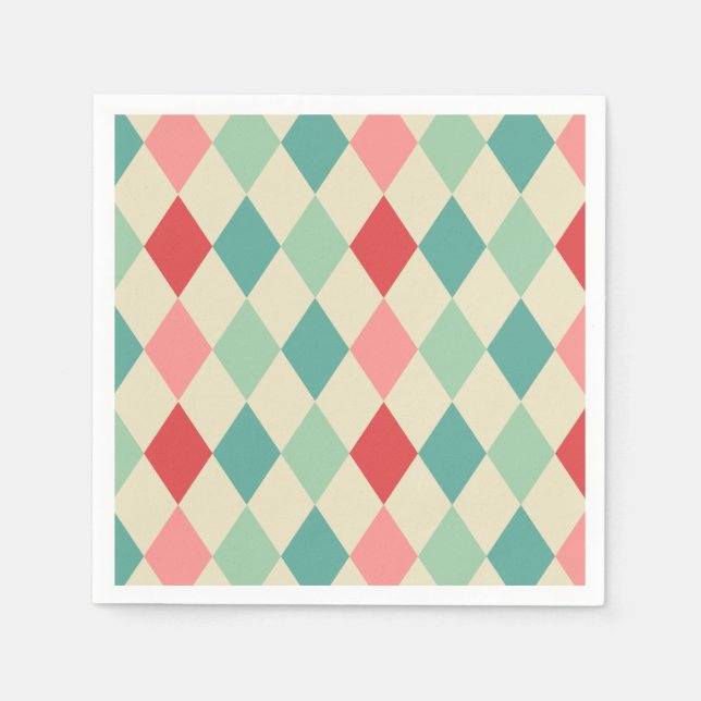Retro Harlequin Geometric Pattern Napkin (Front)