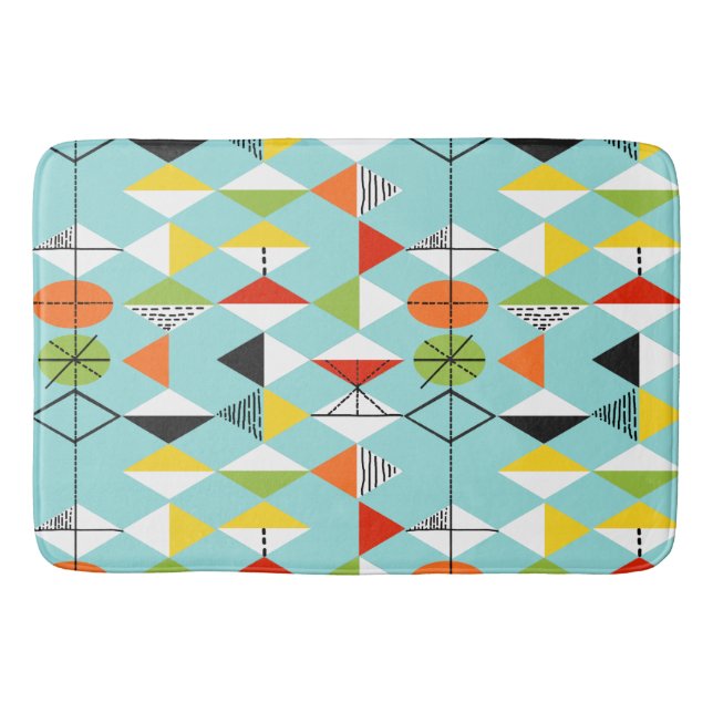 Retro Harlequin Pattern Bath Mat (Front)