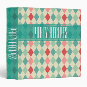 Retro Harlequin Pattern Custom Recipes Binder