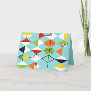 Retro Harlequin Pattern Greeting Card