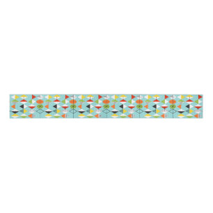 Retro Harlequin Pattern Grosgrain Ribbon
