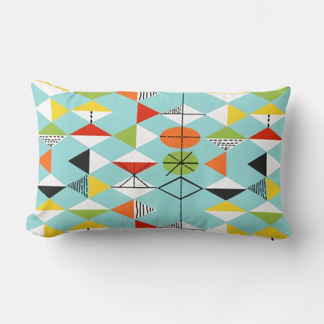Retro Harlequin Pattern Lumbar Pillow (Front)