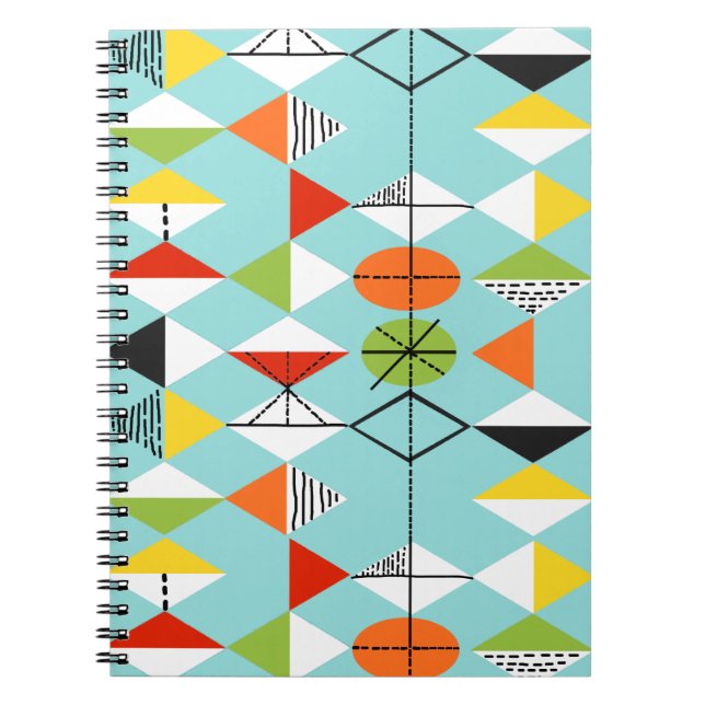 Retro Harlequin Pattern Notebook (Front)