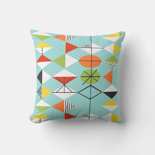 Retro Harlequin Pattern Outdoor Pillow (Front)