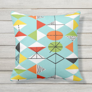 Retro Harlequin Pattern Outdoor Pillow