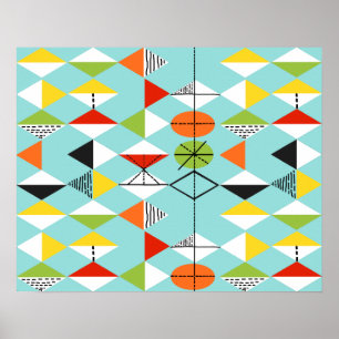 Retro Harlequin Pattern Poster