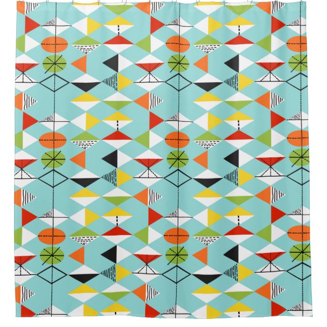 Retro Harlequin Pattern Shower Curtain (Front)