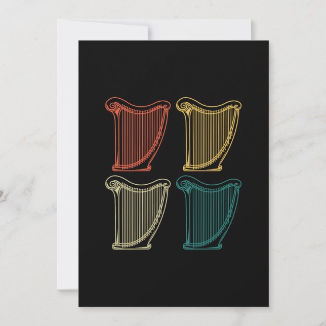 Retro Harp Instrument Gift Music Harp Invitation (Front)