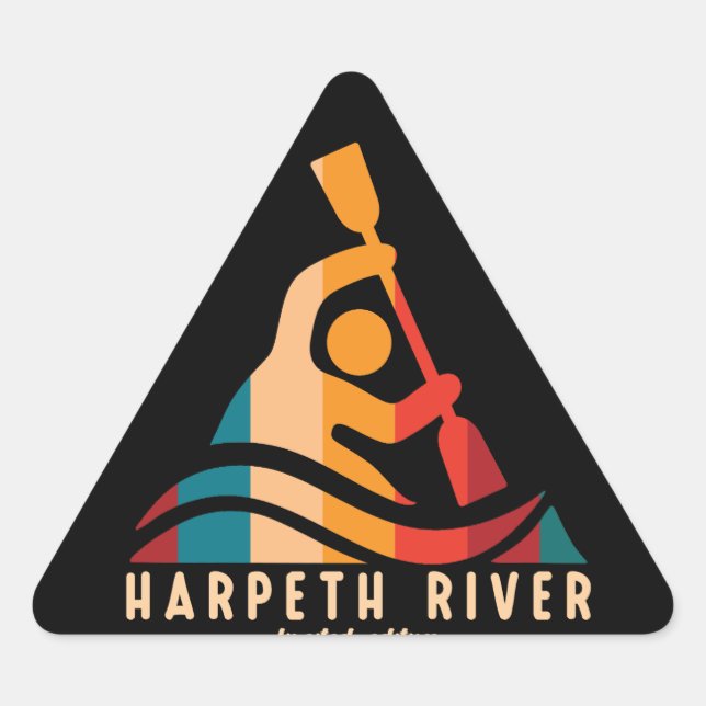 Retro Harpeth River Kayaking Triangle Sticker (Front)