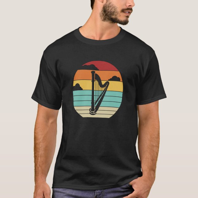 Retro Harpist Konghou Pedal Harp Harp Player T-Shirt (Front)