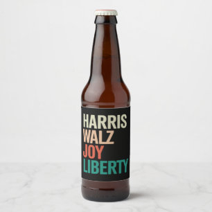 Retro Harris Waltz 2024 Harris Walz Joy Liberty Beer Bottle Label