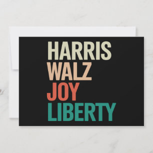 Retro Harris Waltz 2024 Harris Walz Joy Liberty Invitation