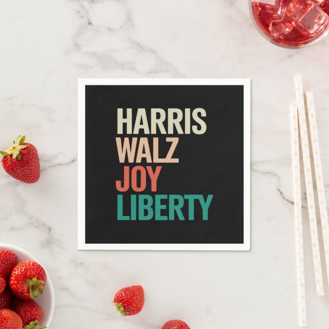 Retro Harris Waltz 2024 Harris Walz Joy Liberty Napkin (Insitu)