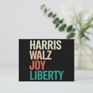 Retro Harris Waltz 2024 Harris Walz Joy Liberty Postcard