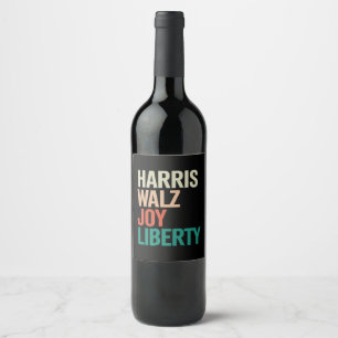 Retro Harris Waltz 2024 Harris Walz Joy Liberty Wine Label
