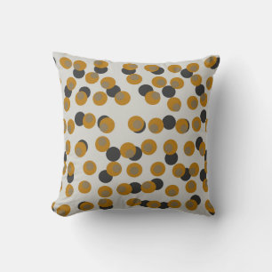 Retro Harvest Gold Mid-Century Dots Throw Pillow