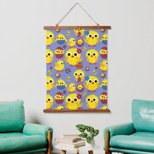 Retro Hatch Easter Eggs Hanging Tapestry (Living Room)