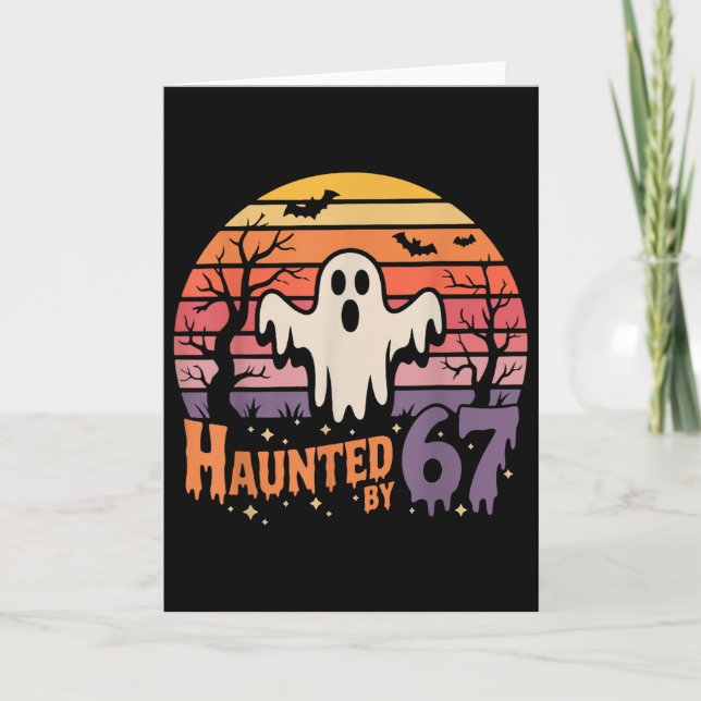 Retro Haunted Meme 67 Six Seven 6 7  Card (Front)