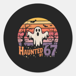 Retro Haunted Meme 67 Six Seven 6 7  Classic Round Sticker