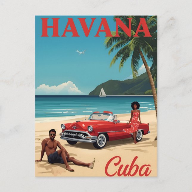 Retro Havana Beach Vibes Postcard (Front)