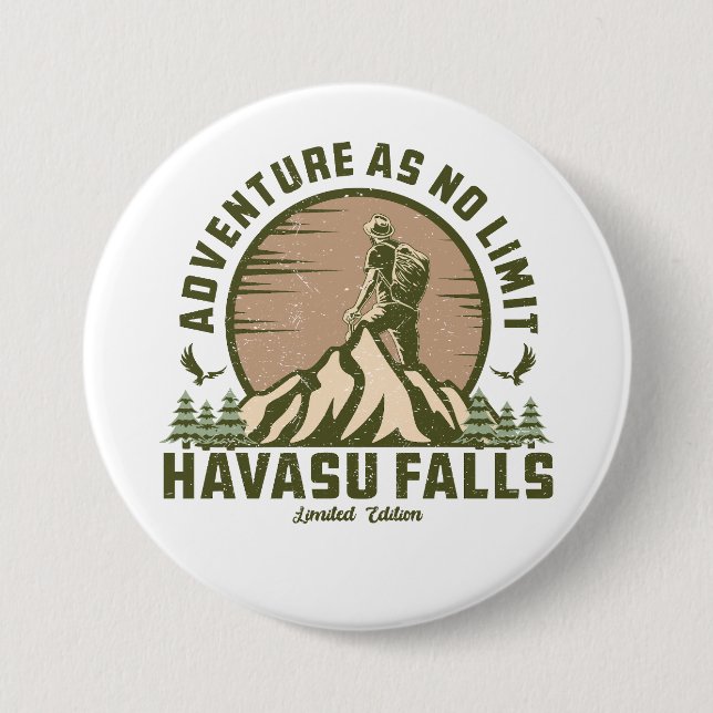 Retro Havasu Falls Hike Sunset 3 Inch Round Button (Front)