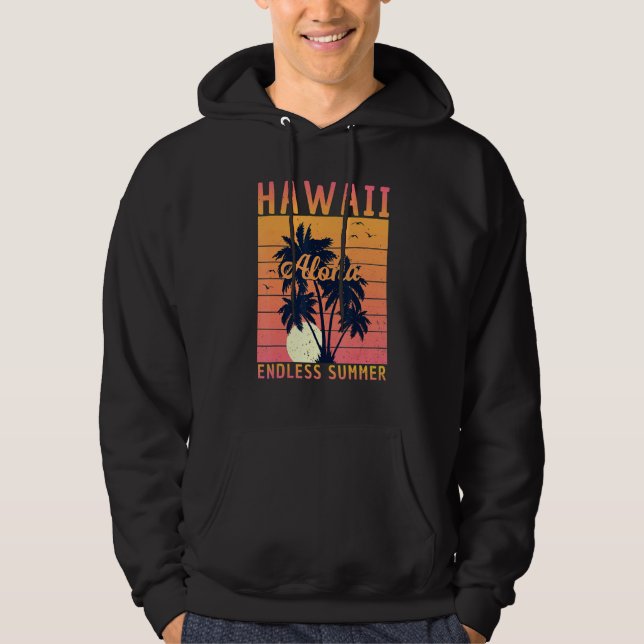 Retro Hawaii Aloha Endless Summer Surfing Summer F Hoodie (Front)