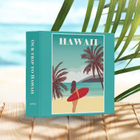 Retro Hawaii Girl Surfer Travel Poster Scrapbook