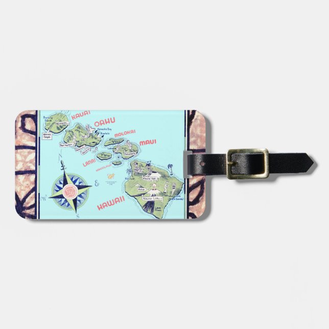 Retro Hawaii Map  Luggage Tag (Front Horizontal)