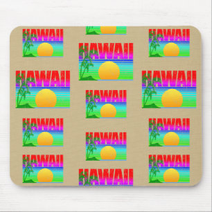Retro Hawaii Sunset Beach Mouse Pad