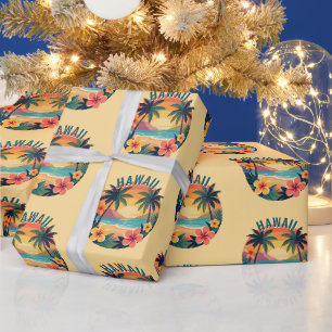 Retro Hawaii Tropical Beach Wrapping Paper