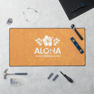 Retro Hawaiian Aloha Greeting Desk Mat