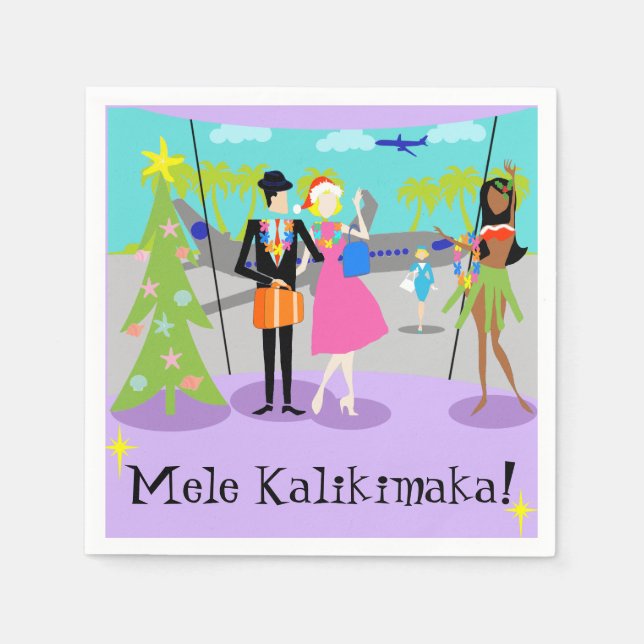 Retro Hawaiian Christmas Disposable Napkins (Front)