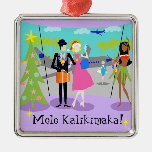 Retro Hawaiian Christmas Ornament (Front)