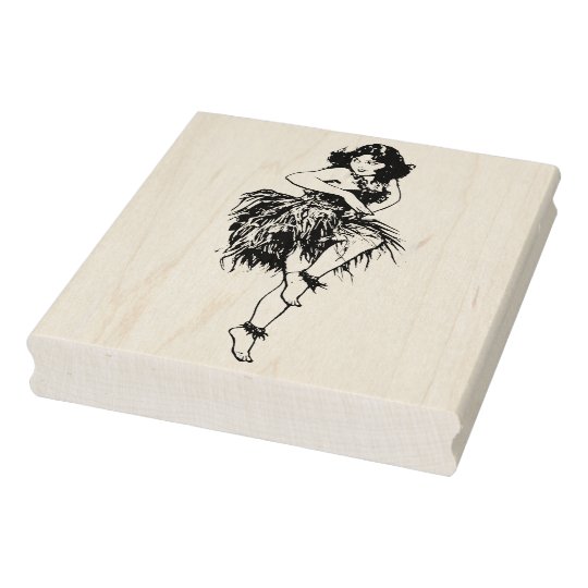 Retro Hawaiian Dancer Rubber Art Stamp