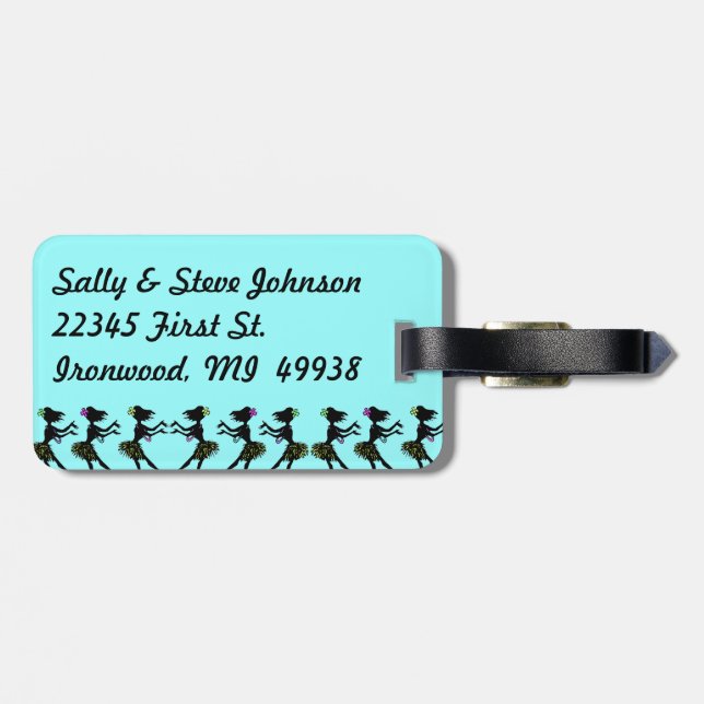 Retro Hawaiian Hula Dance Luggage Bag Tag (Back Horizontal)