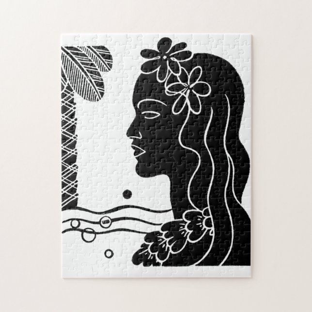 Retro Hawaiian Hula Girl Jigsaw Puzzle (Vertical)