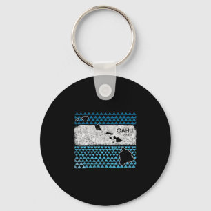 Retro Hawaiian Island Oahu Hawaii Volcano Vacation Keychain