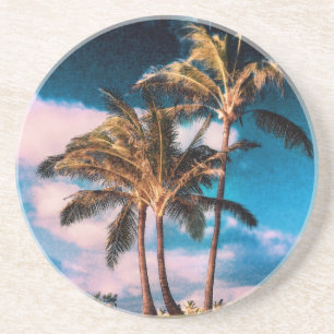 Retro Hawaiian Palm Trees Customized Palms Coaster