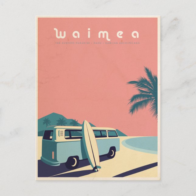 Retro Hawaiian surf Postcard (Front)