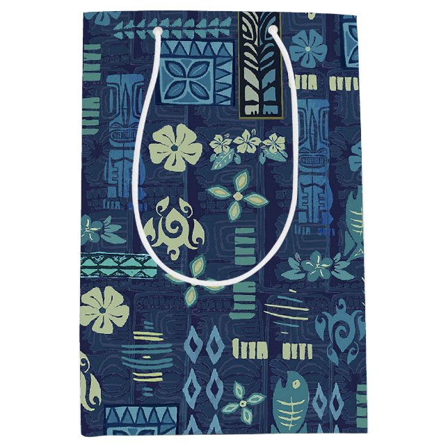 Retro Hawaiian Tiki Icons Medium Gift Bag (Front)