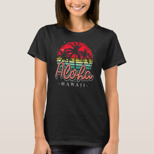 Retro Hawaiian Tropical Beach Palm Trees Aloha Haw T-Shirt