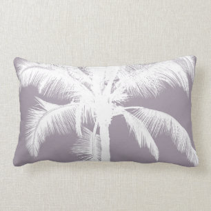 Retro Hawaiian Tropical Palm Tree Vintage Purple Lumbar Pillow