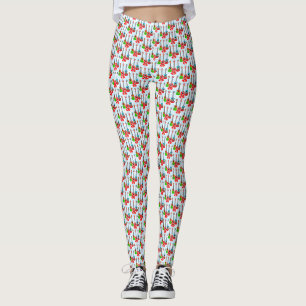 Retro Hawaiian Ukulele Floral Leggings