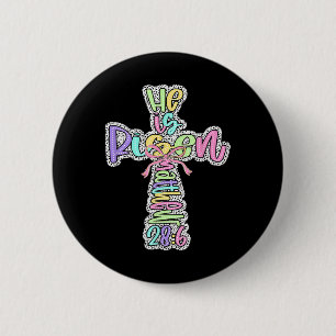 Retro He Is Risen Cross Easter Resurrection Jesus 2 Inch Round Button