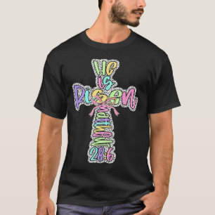 Retro He Is Risen Cross Easter Resurrection Jesus  T-Shirt