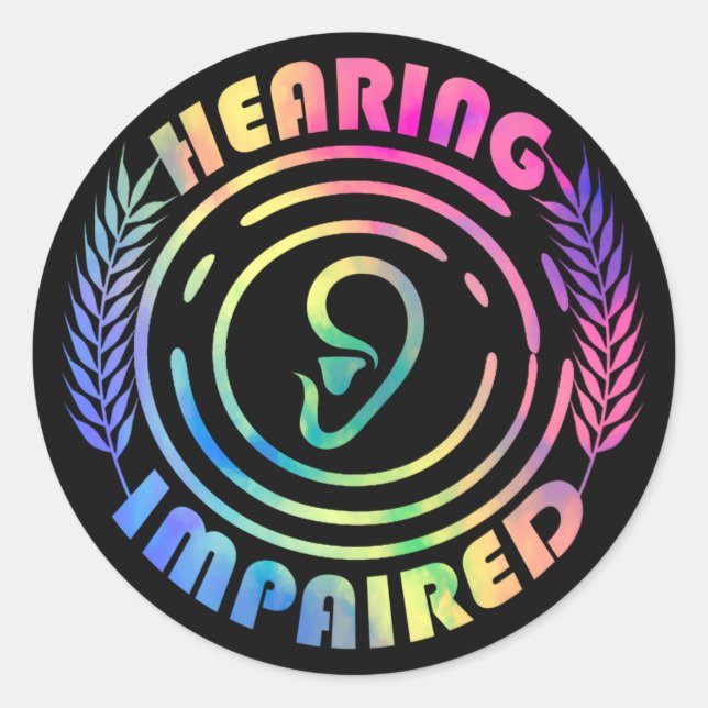 Retro - Hearing impaired Classic Round Sticker (Front)