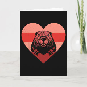 Retro Heart Beaver Vintage Valentine Womens Mens K Card