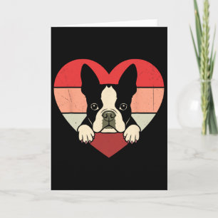 Retro Heart Boston Terrier Dog Vintage Valentine W Card