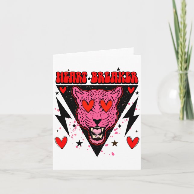 Retro Heart Breaker Valentines Day Tiger Love  Card (Front)