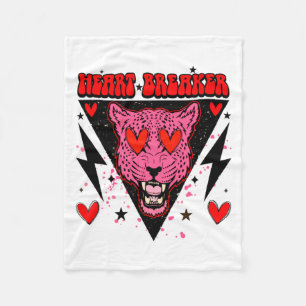 Retro Heart Breaker Valentines Day Tiger Love  Fleece Blanket
